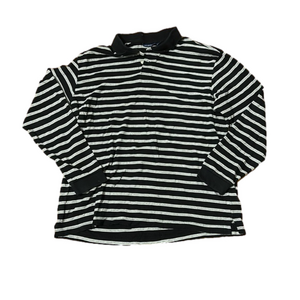 John Ashford Black/Grey Striped Long Sleeve Collared Shirt XL Casual Fall Preppy